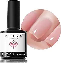 modelones Esmalte de Gel Rosa Nude, 1 Peça 15Ml de Geleia Transparente Nude Esmalte de Gel Rosa Puro, Mergulhe Em Salão de Led Faça Você Mesmo Em Casa Presente de Manicure para Mulheres e Meninas