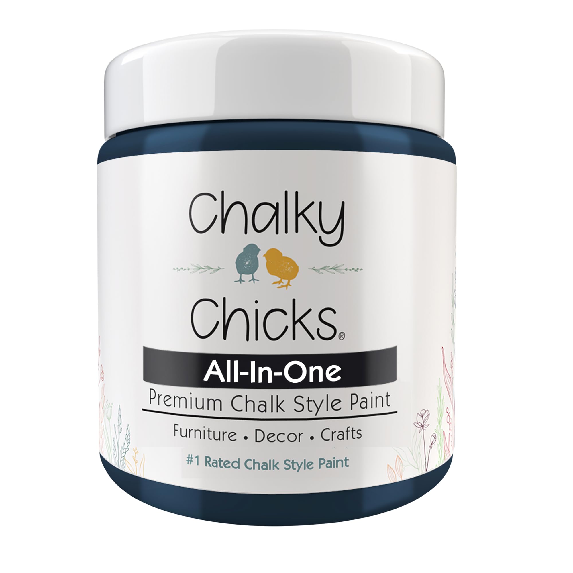 Chalky Chicks All-in-One Chalk Paint for Furniture or Cabinet - 8 Fl Oz - Matte Finish Denali (Deep Blue) for Metal, Wood Furniture Paint - No Sanding