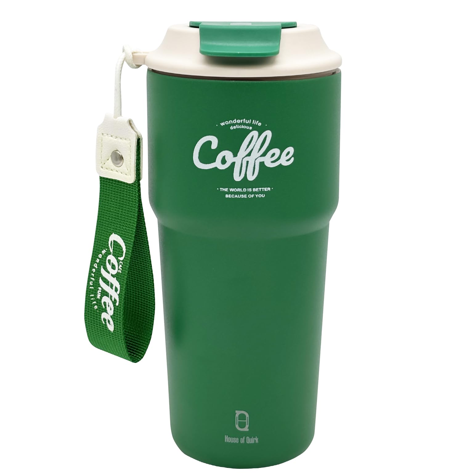 House of Quirk Portable Stainless Steel Coffee Mug, 620 ML Spill Proof Travel Mug with Lid Double Layer Vacuum Wall, Easy to Grip, Keep Warm and Cold, Car/Home/Travel (Green) (B0DFM5RKWN) Amazon Price History, Amazon Price Tracker