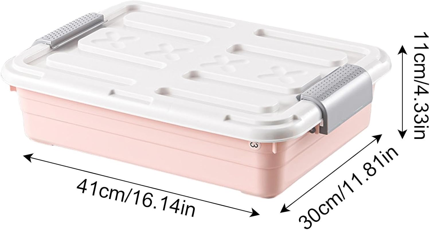 Underbed Storage Box, Underbed Storage Container, Storage Boxes Under Bed with Wheels, Space-Saving, Heavy-Duty Organising Aessories with Double Opening for Bedding and