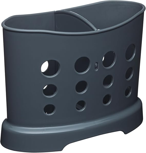 KitchenCraft Plastic Cutlery Drainer Caddy, Grey, 16 x 8 x