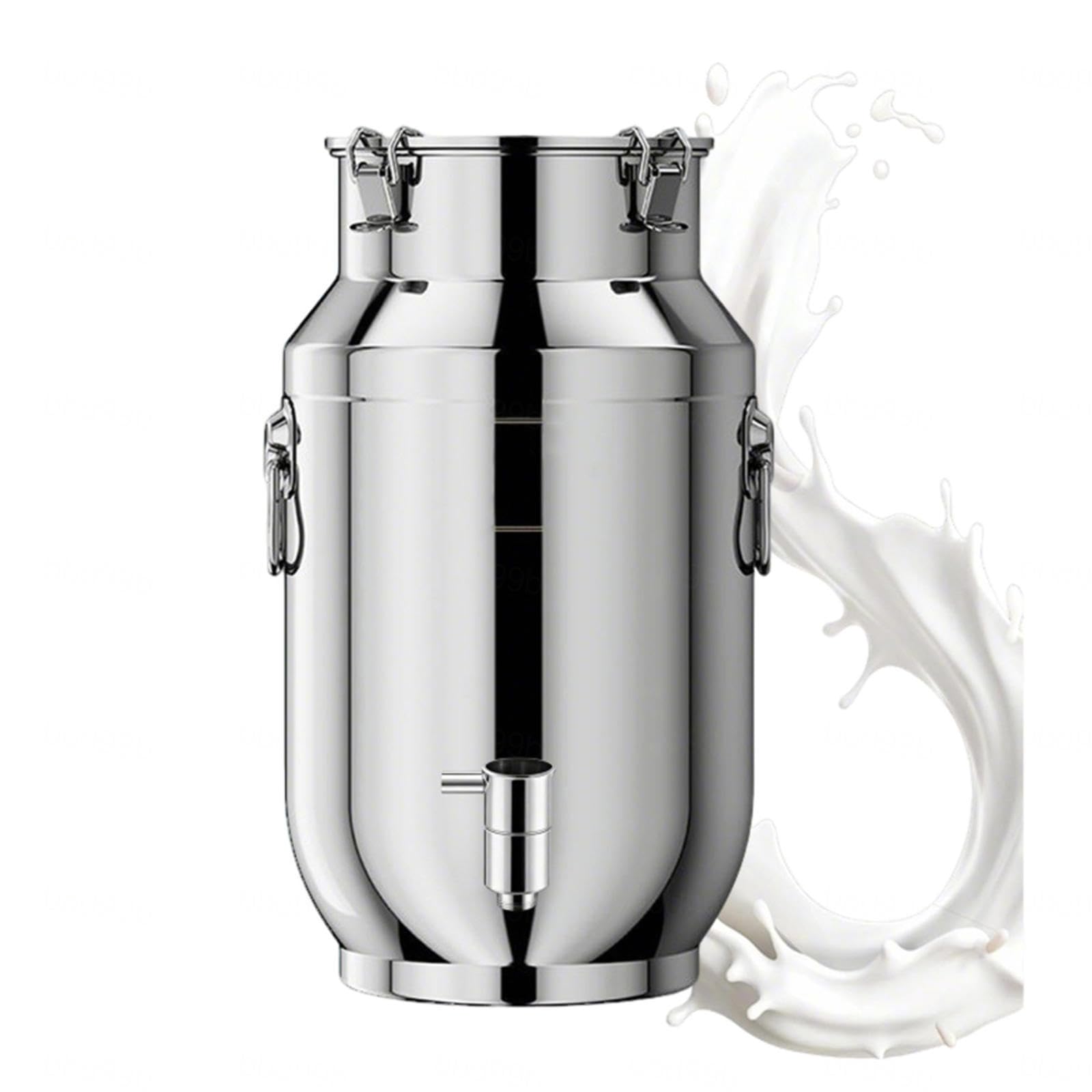 cubo de acero inoxidable 10l con tapa jarra con grifo Cubo para Transportar Leche, para almacenar líquidos y sólidos,A-30liter