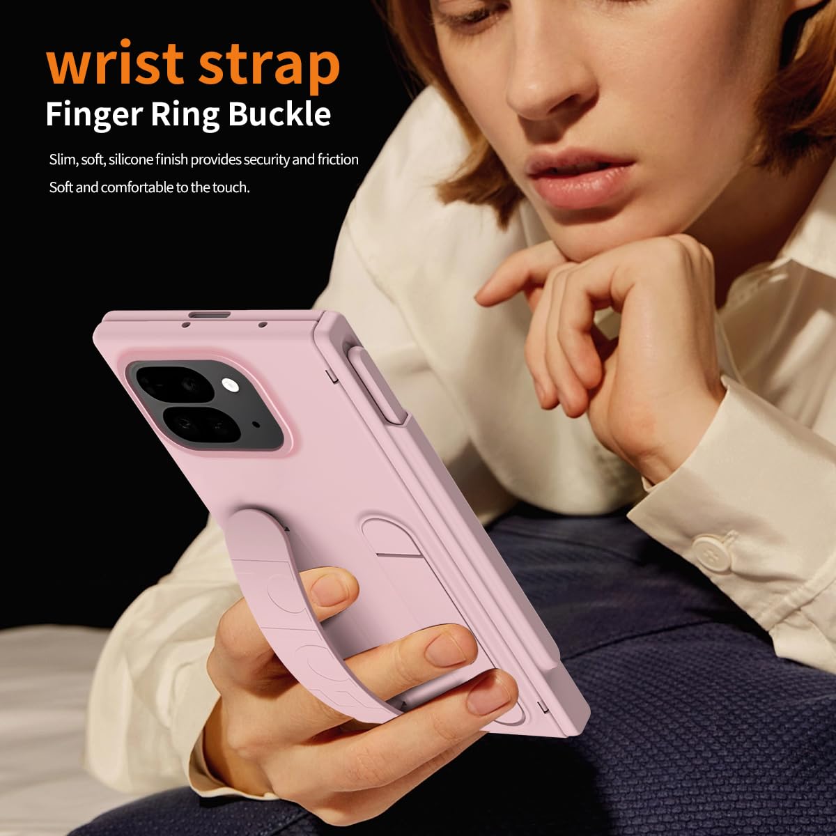 BRAND SET Składane etui do Google Pixel 10 Pro, podpórka i pasek na rękę, odporna na wstrząsy, przyjazna dla skóry obudowa z wbudowanym rysikiem i uchwytem na rysik, ekran HD i ochrona obiektywu do
