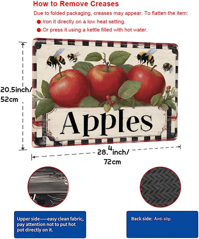 Vintage Apple Stove Top Covers for Electric Stove (28.35x20.47in) - Decorative Stove Glass Front Cover & Gas Stove Mat - Protective Stove Burner Cover for Gas Stove Top