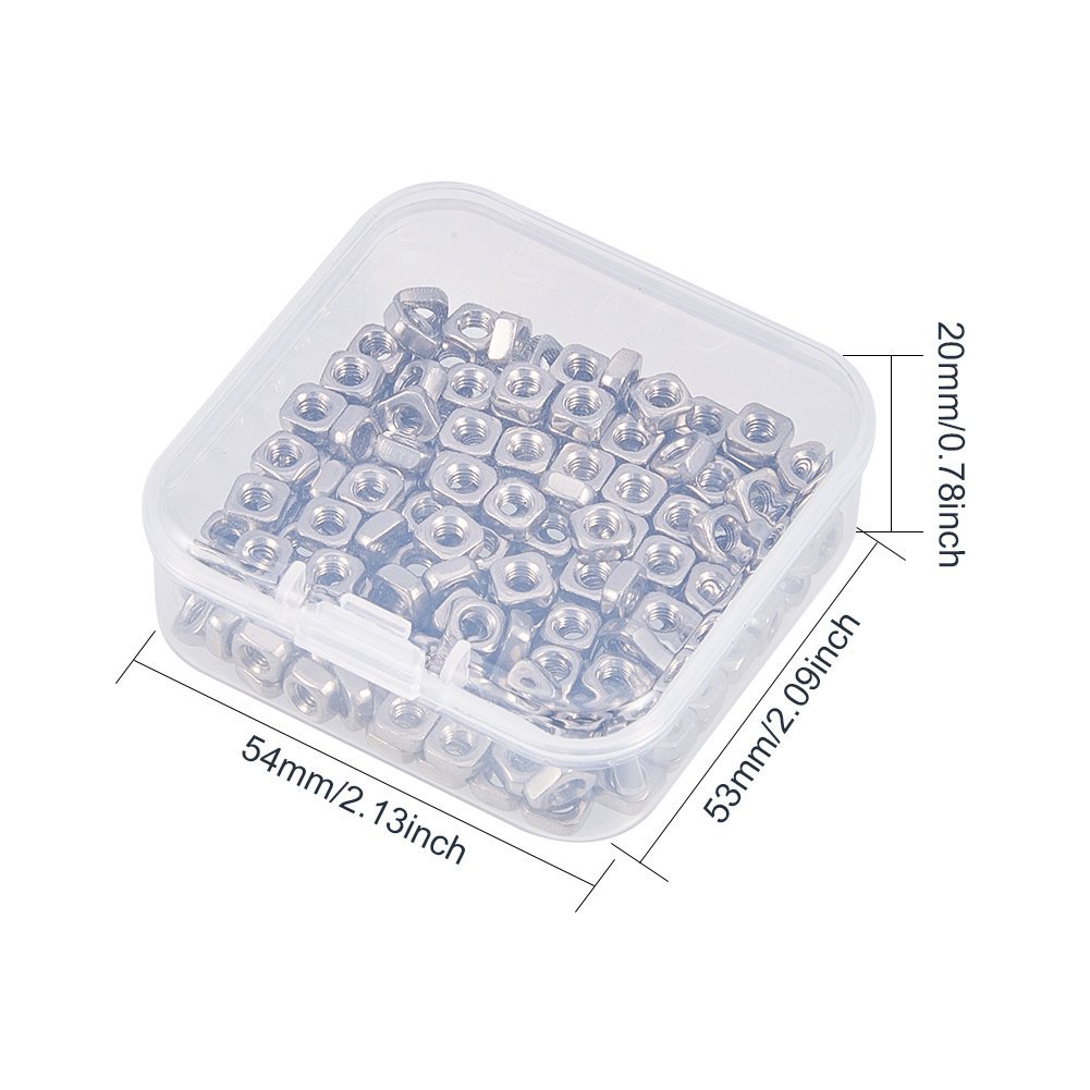 INCREWAY 200 dadi quadrati M3 da 3 mm in acciaio inox, dadi filettati per macchine e strumenti di fissaggio