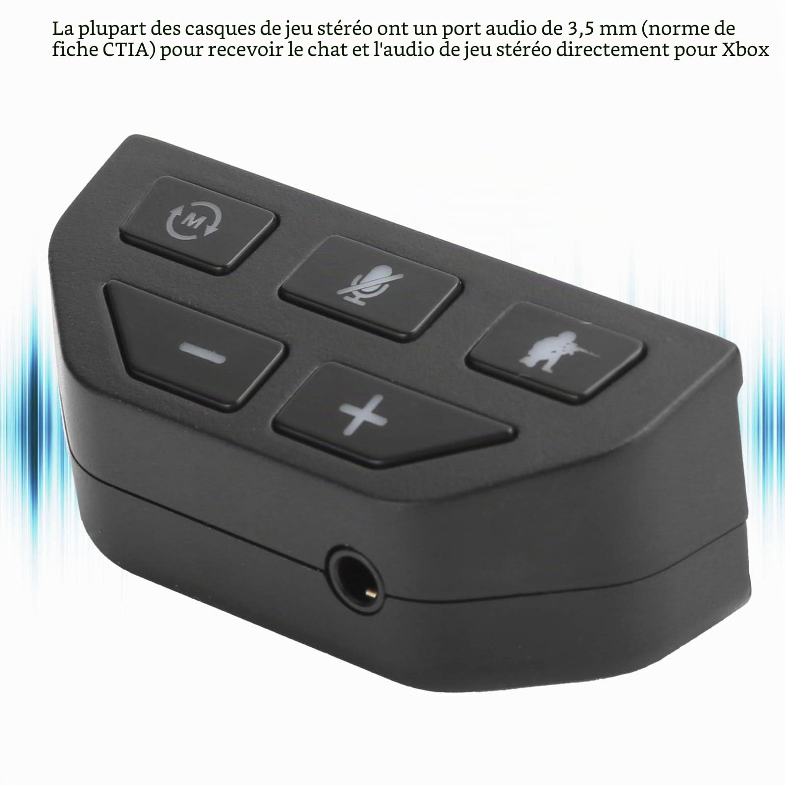 BTER Contrôleur d'adaptateur de Casque stéréo pour Xbox One, Adaptateur Audio sans Fil à Plusieurs Modes Audio avec Prise 3,5 mm, rehausseur de Son de Manette réglable pour Xbox, Manette de Jeu(Noir)
