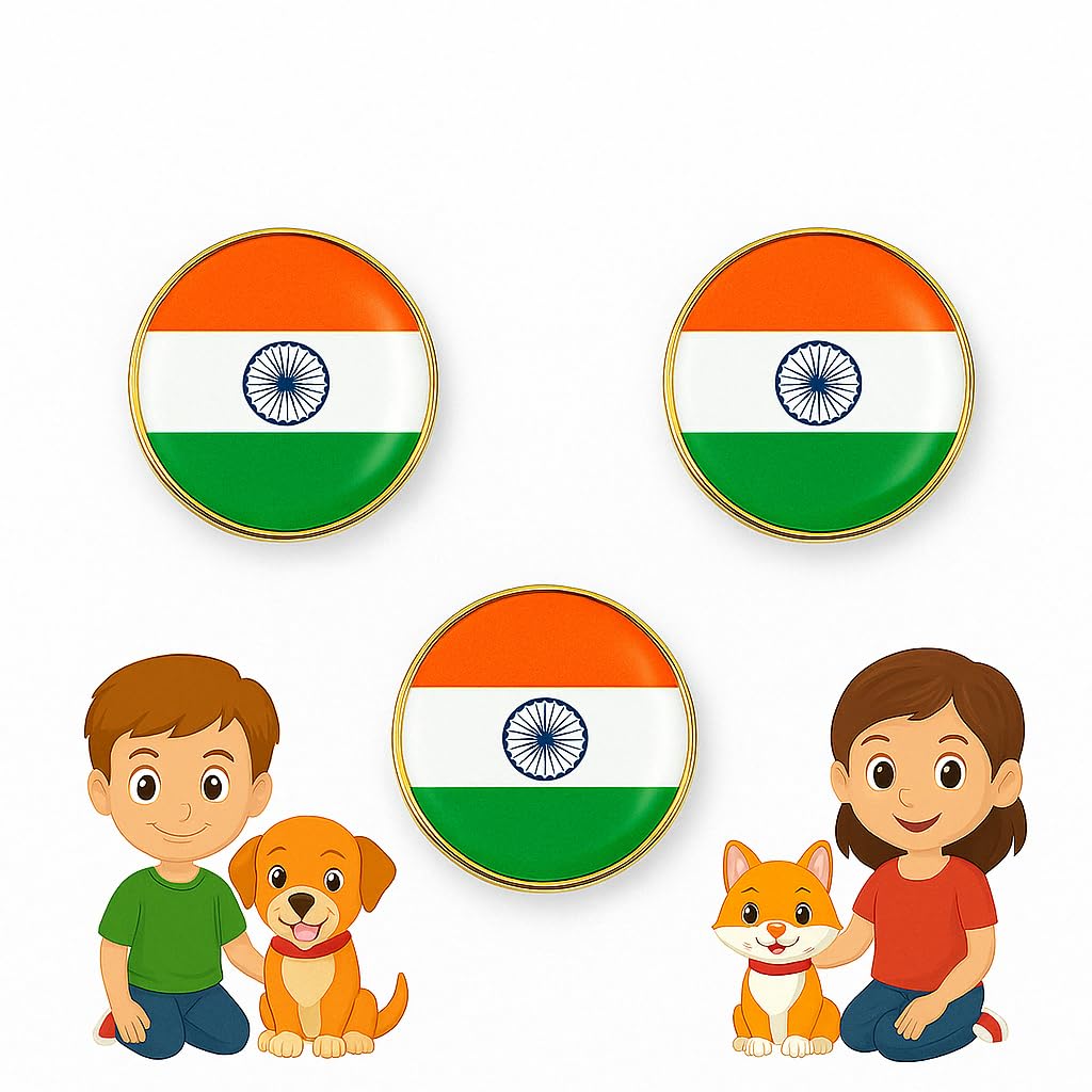 Indian Flag Tiranga Tricolor Brass Laminated Lapel Pin/Brooch/Badge Round Shape for Clothing Accessories - Medium Size Set of 3-image-45