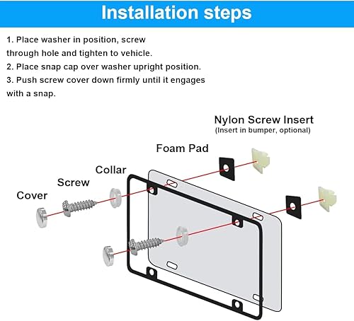 Miniatura 10 de XINLIYA Kit de tornillos antirrobo para matrícula, acero inoxidable inoxidable para placa de placa de automóvil, tornillos M6 (14 pulgadas), tuerca