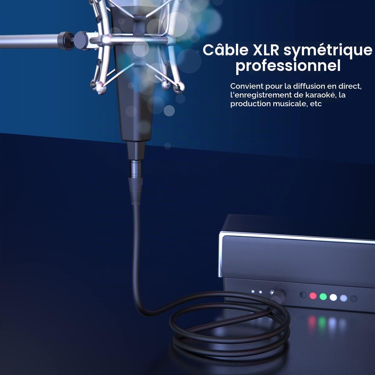 Cable XLR 20m 2 paquet Cable Microphone XLR Male Femelle Compatible avec Microphone Enceinte Caméra Table de Mixage Amplificateur Audio Studio Enregistrement