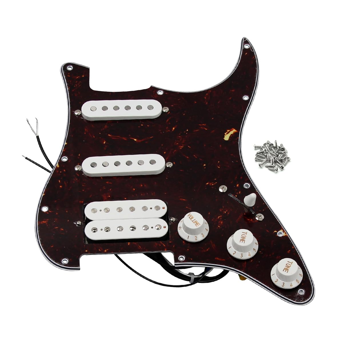 FLEOR Ensemble de pickguard précâblé chargé Alnico V Humbucker à double rail SSH pour ST Remplacement de guitare électrique Tortue brune