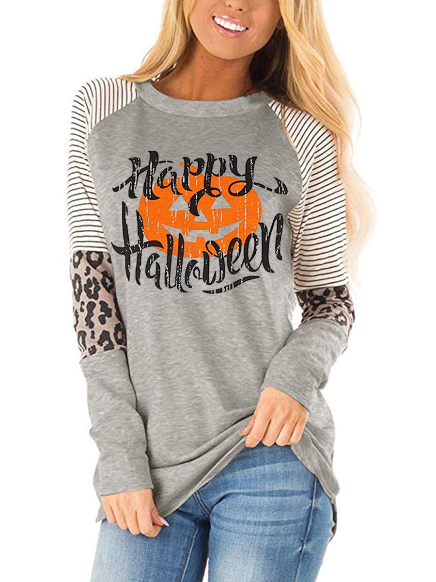 Fronage Womens Leopard Print Tops Long Sleeve Casual Loose Fit Shirts Color Block Tunics