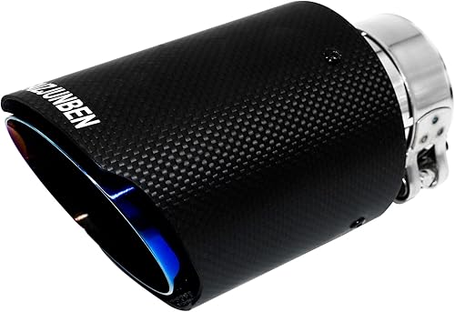 Miniatura 6 de Punta de escape de coche de fibra de carbono azul tostada, entrada de 2.1 pulgadas, salida de 3.5 pulgadas, tubo de escape de fibra de carbono para