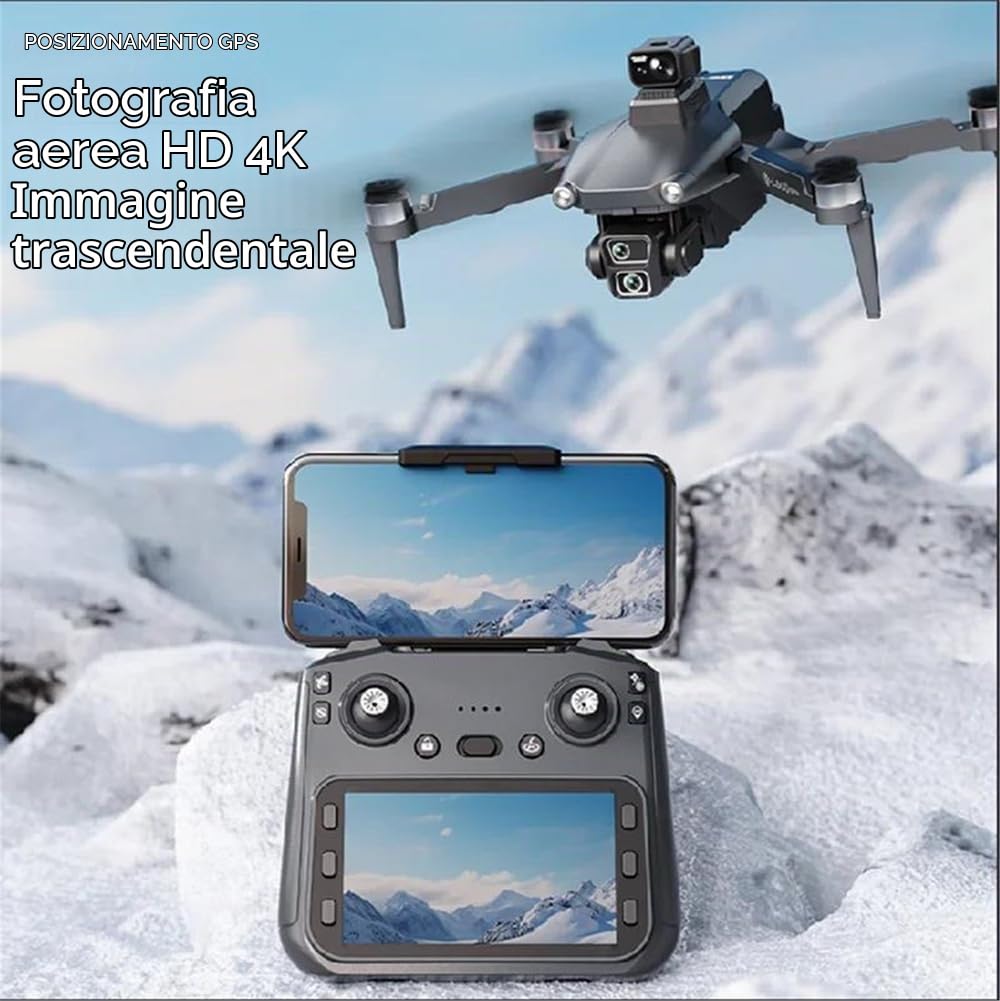 Dual Battery,Nuovo Drone l600-1 GPS Professionale con Telecamera 8k, FPV Aereo Senza spazzole, Evita Gli Ostacoli con Telecomando a Grande Schermo, Pieghevole
