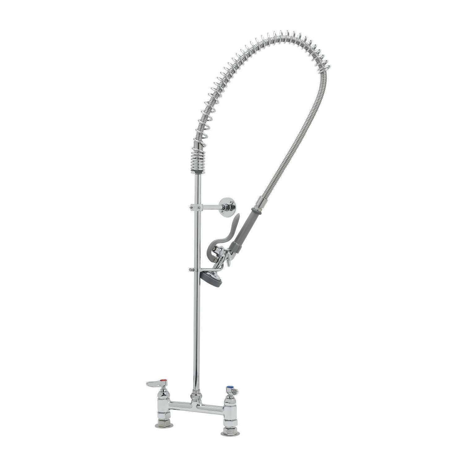 Easy Install Pre-Rinse Spring Action Deck Mount Base with 8-Inch Centers Wall Bracket by T&S Brass – Brass, Chrome, Model B-0123-B