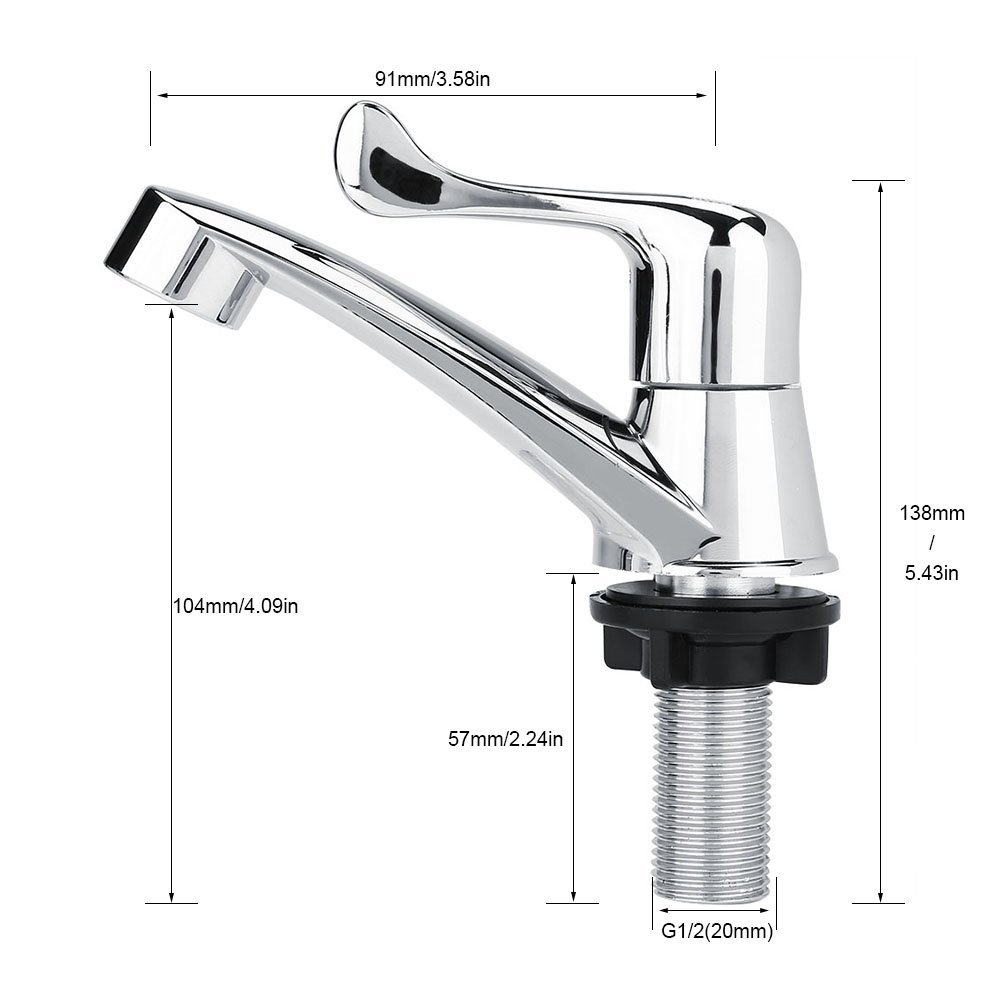 Zerodis Modern ABS Single Cold Faucet Chrome Finish Water Tap Sink Accessories for Home Bathroom Washbasin Kitchen Hand — view 5