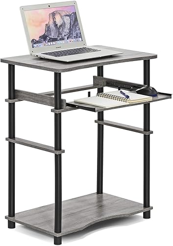 Miniatura 7 de Escritorio para computadora simple y fácil de armar Furinno 14098R1, Material Reciclado, Espresso Espresso / negro,Americano/acero inoxidable,Roble