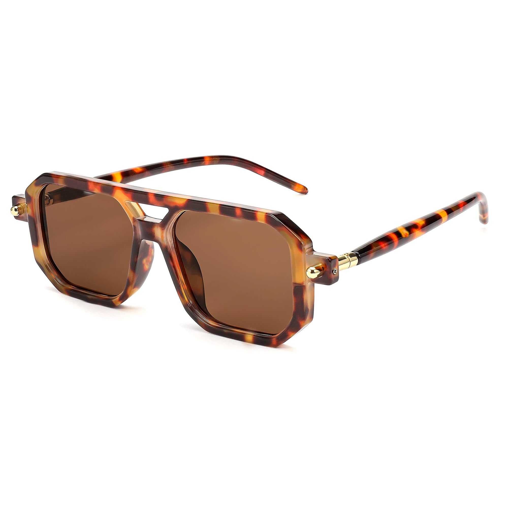 BUTABY Retro Square 70s Flat Aviator Sunglasses Women Men Vintage Trendy Plastic Frame Sun Glasses UV400 Protection
