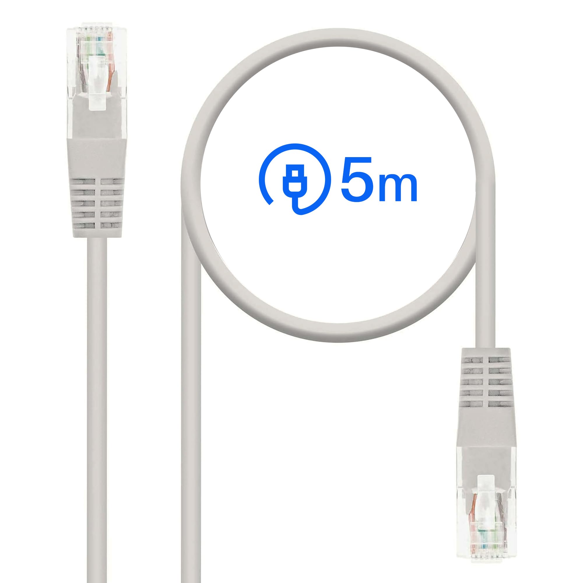 ATLANTIS Cavo Ethernet Cat 6A UTP 5 m, Cavo LAN di Rete, in Rame. Connettori RJ45 pressofusi.