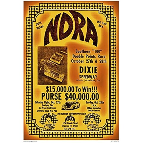 CrashDaddy NDRA Dixie Speedway Racing Poster 1970's Vintage Style Cover