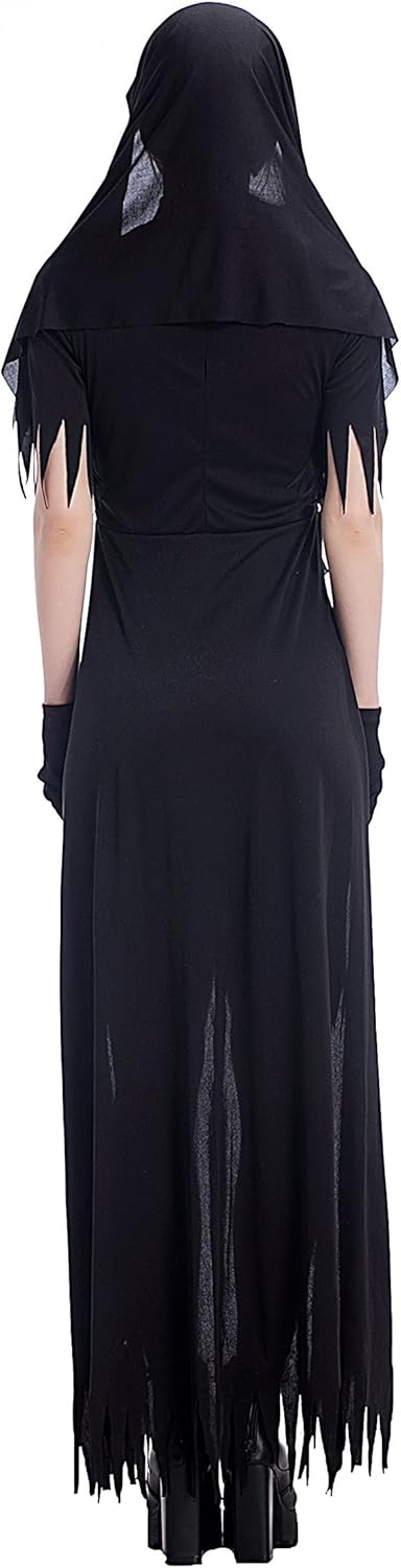 Miniatura 5 de Colorful House Disfraz de monja para mujer, disfraz de monja de Halloween para adultos, disfraz de monja, vestido elegante