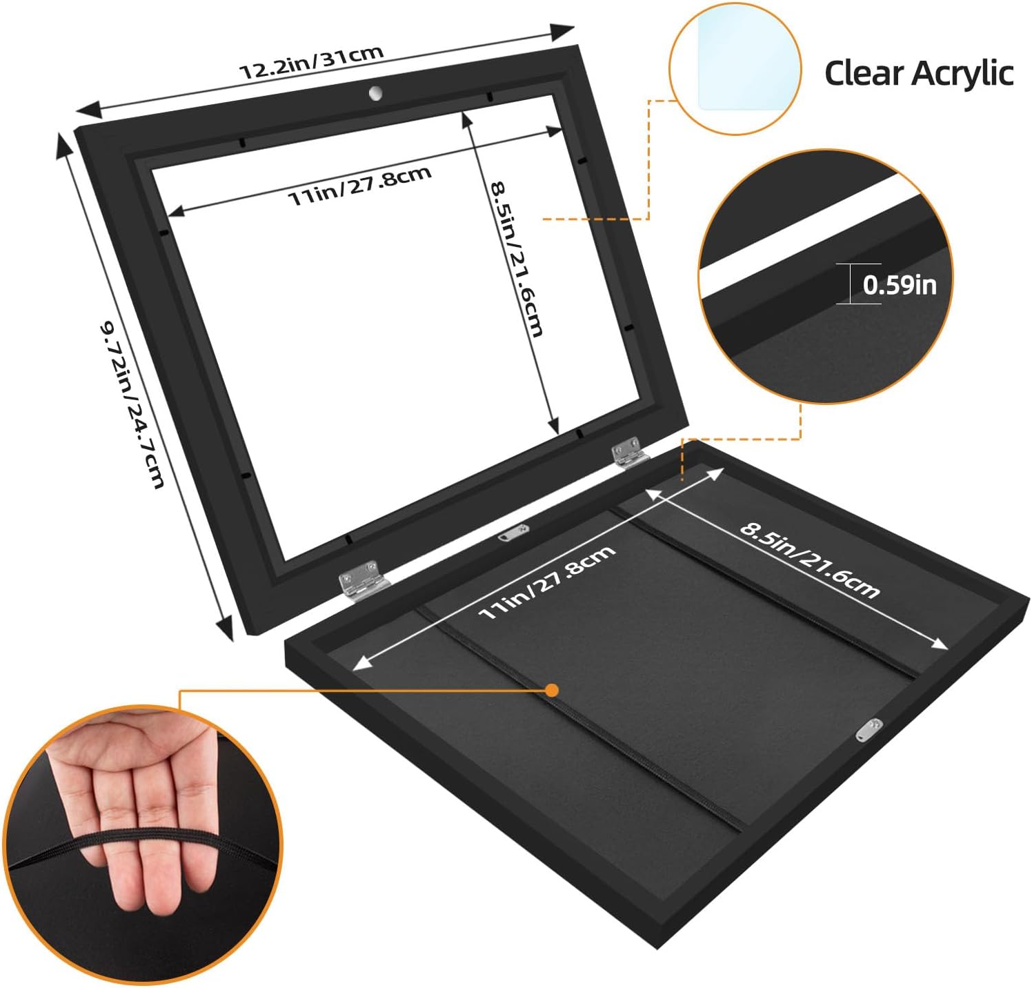 4 Pack Kids Artwork Frames Changeable 8.5 x 11 Inch Children Art Projects Kids Art Frames Front Opening Picture Display Frame, Black