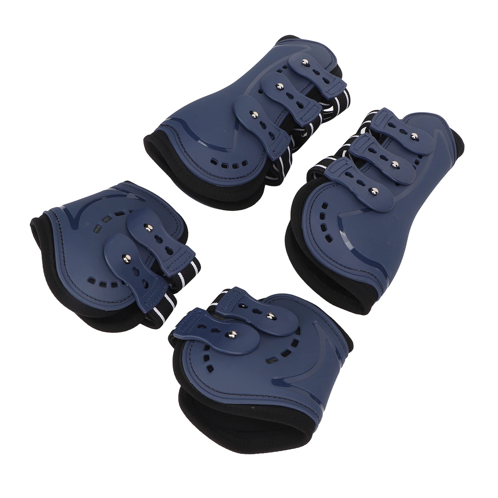 Parastinchi Cavalli Regolabili Aperti Anteriori in PU e Neoprene Traspiranti per Salto Blu Set da 4