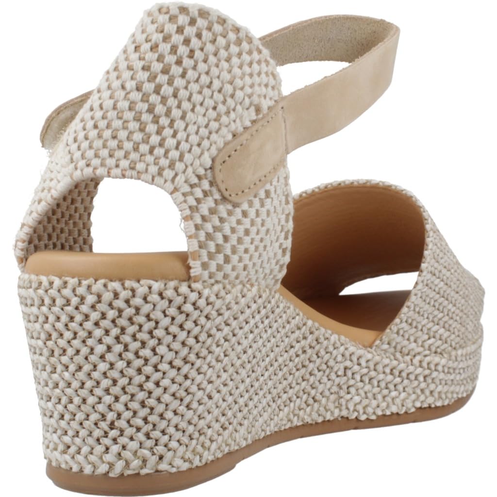 Pitillos - Sandalias de Mujer Pitillos 11260 | Cuña Media con Diseño Trenzado | Color Natural - Textil