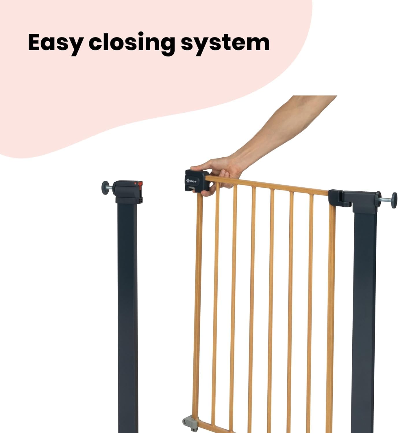 Safety 1st Easy Close Metal Cancelletto di Sicurezza in metallo, scale, porte, vani con apertura 73-80 cm (max 108 cm), Cancelletto per Bambini, Apertura a Una Mano, Senza Viti o Fori, Effetto Legno