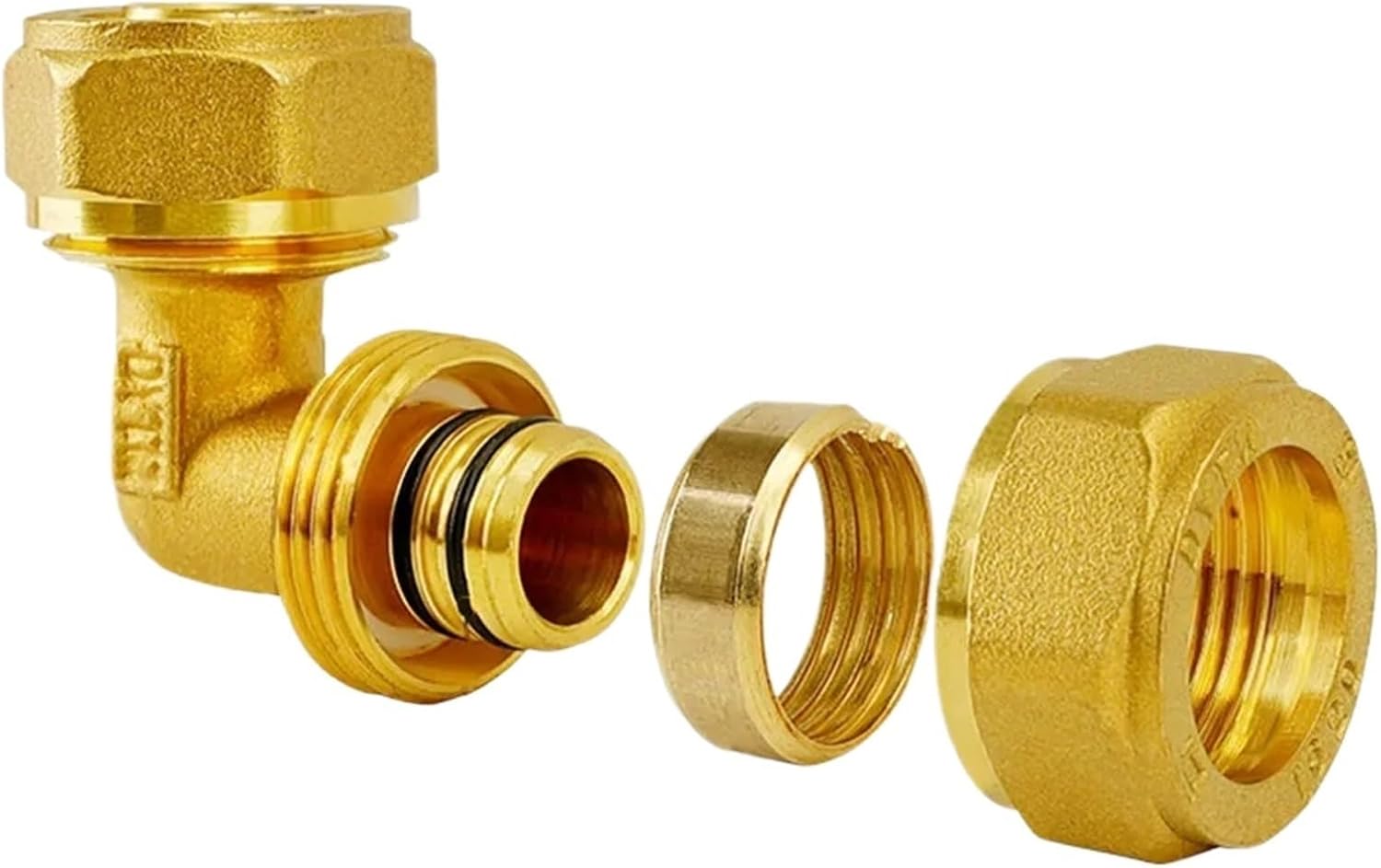 H58 Brass Nickel Compression Elbow Pex 1216/1418/1620/2025/2632 Pipe Fitting Aluminum Plastic Pipe Fittings for Floor Heating(Brass-Nickel,2025x1620)