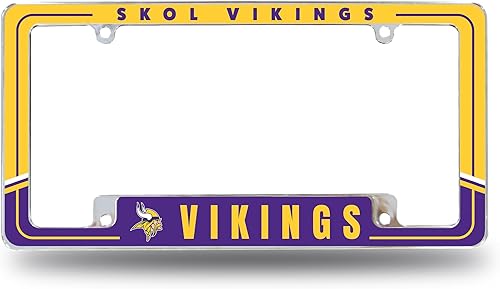Miniatura 12 de Rico Industries Marco de matrícula automotriz de fútbol americano NFL de dos tonos de 12" x 6" cromado completo para automóvil/camión/SUV