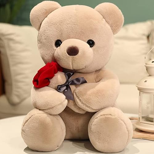 Oso de peluche con rosa, oso de peluche de peluche, bonito oso de peluche, gran regalo para tu ser querido, oso de peluche suave para novia, niños,