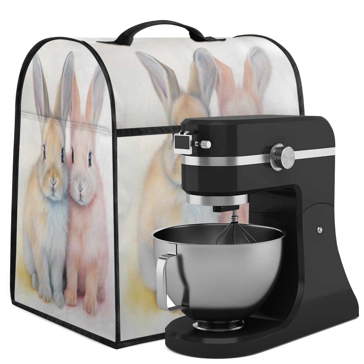 Coffee Maker Cover Cute Hand Painted Rabbit Kitchen Appliance Covers Small Appliance Covers Blender Cover Juicer Cover Dust Covers for Kitchen Appliances with Top Handle and Pockets,Washable,C610