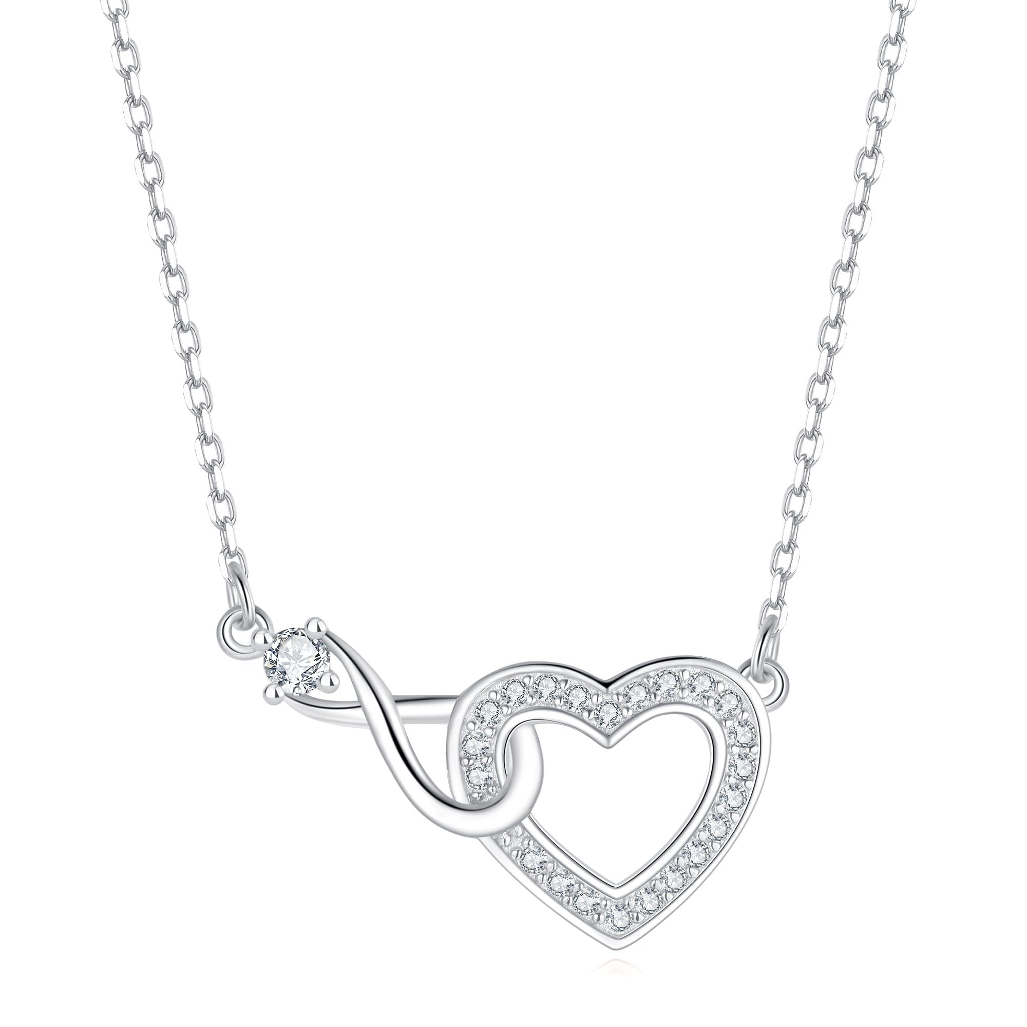 Jrêveinfini Jrêveinfini Infinito Corazón Collar Mujer Niña Plata de Ley 925, Regalo Cumpleaños Aniversario día de San Valentín con Caja de Regalo, Ajustable 40+5cm