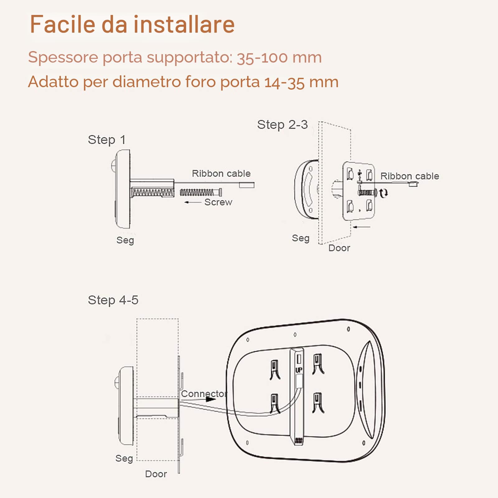 Spioncino Digitale per Porta con Schermo LCD da 2,8 Pollici, Supporto Visione Notturna Servizio Fotografico, Videosorveglianza Digitale Della Porta per Home Security (Oro)