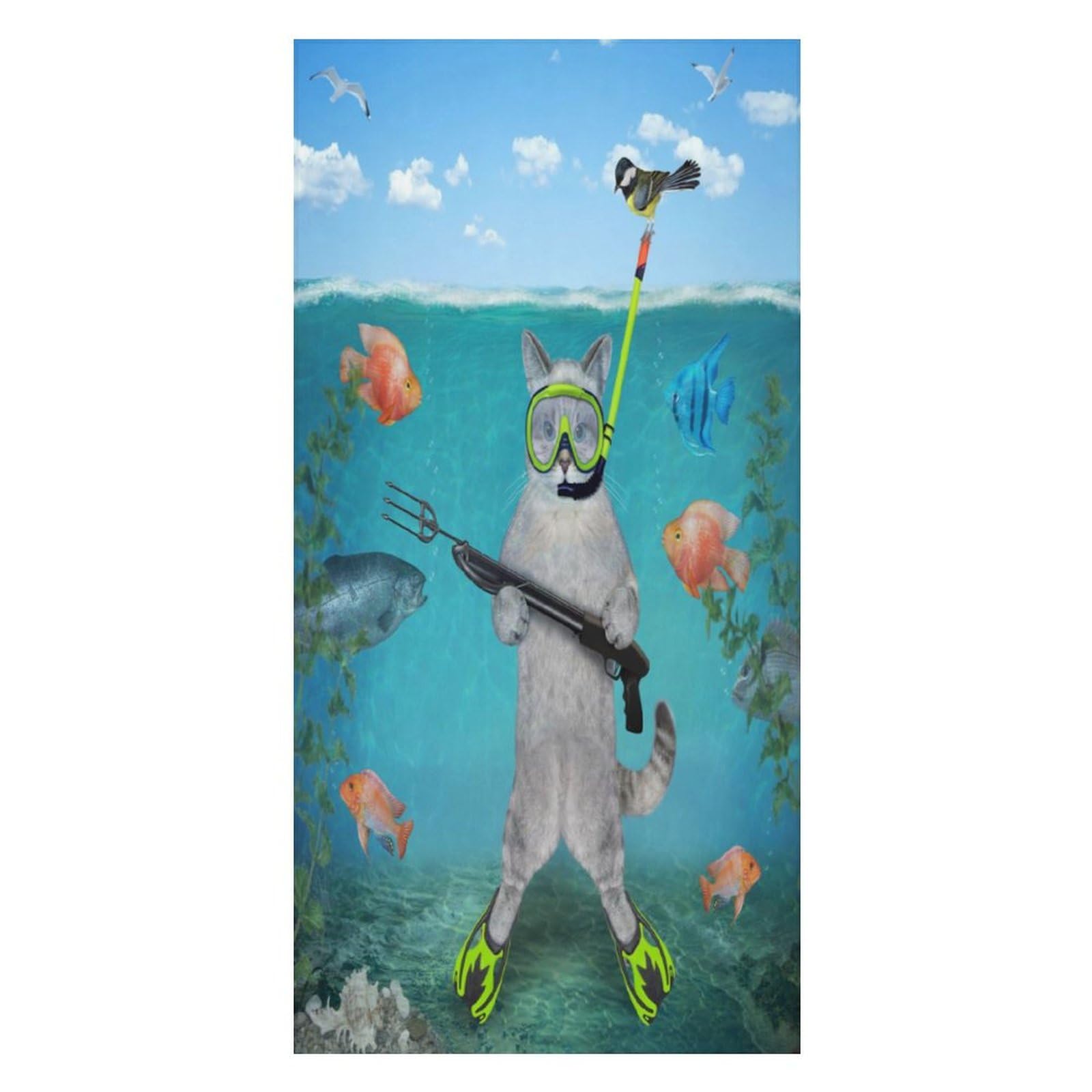 Fun Colorful Cats & Dogs Beach Towel – 52"x32" Microfiber Quick-Dry, Ultra Absorbent, Sand-Free Towel For Pool, Beach, Bath