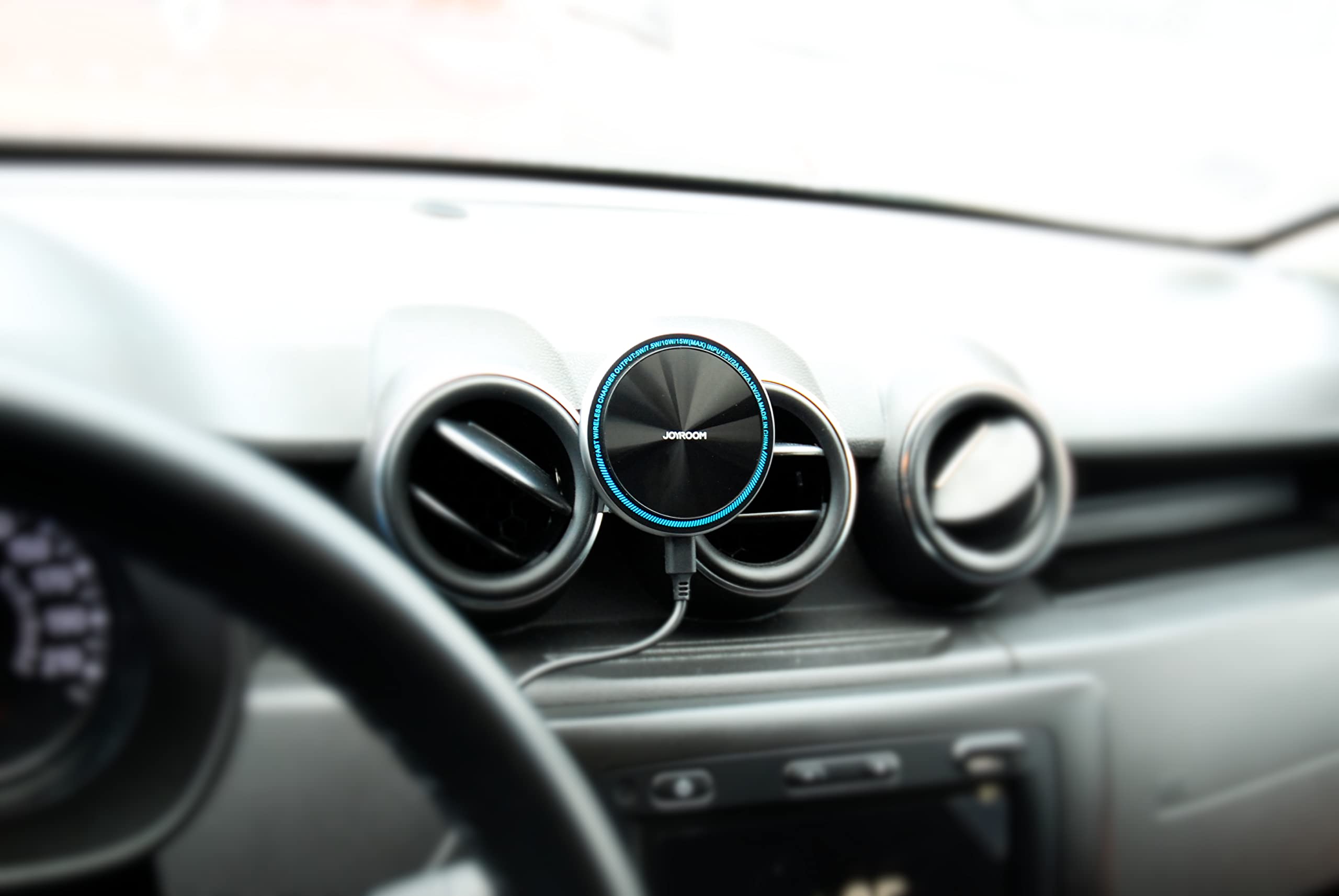 Supporto magnetico per auto da 15 W, compatibile con ventilazioni rotonde Dacia Duster 2 I 360° Wireless Quick Charge I supporto per cellulare auto ricarica wireless