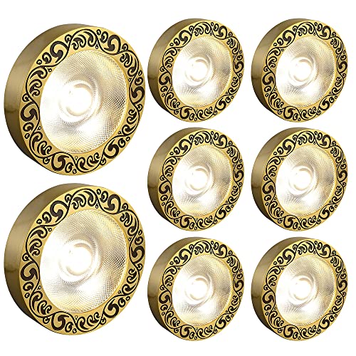TCHAUSGZOZ Juego de 8 Focos Techo COB Latón Cepillado Iluminación Arte Interior montada en Superficie 3W, 7W, 9W, 12W Luz con Adornos Antideslumbrantes Dorados, 3000K-6000K(7W,Warm light)