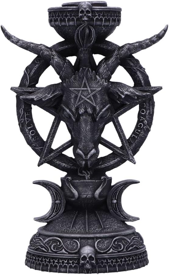 Nemesis Now Baphomet Candle Holder 15.5cm – Gothic Occult Tealight Holder – Hand-Painted Resin Ornament