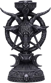 Nemesis Now Baphomet Candle Holder 15.5cm   Gothic Occult Tealight Holder   Hand-Painted Resin Ornament, Black