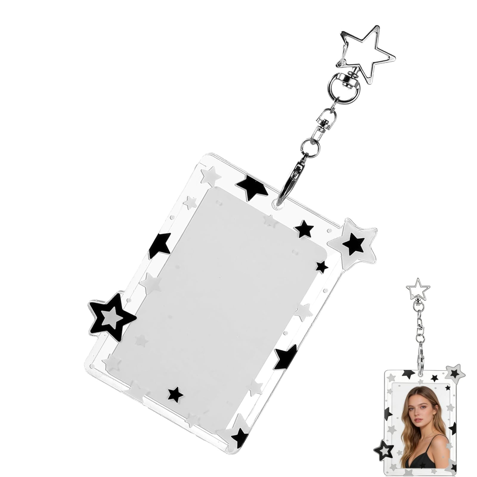 yunfeen Photocard Holder Keychain, Photo Card Holder, Star Photo Card Holder Creative Photocard Keychain, for Idol Card, Photo Album, Bus Student Id(Black)