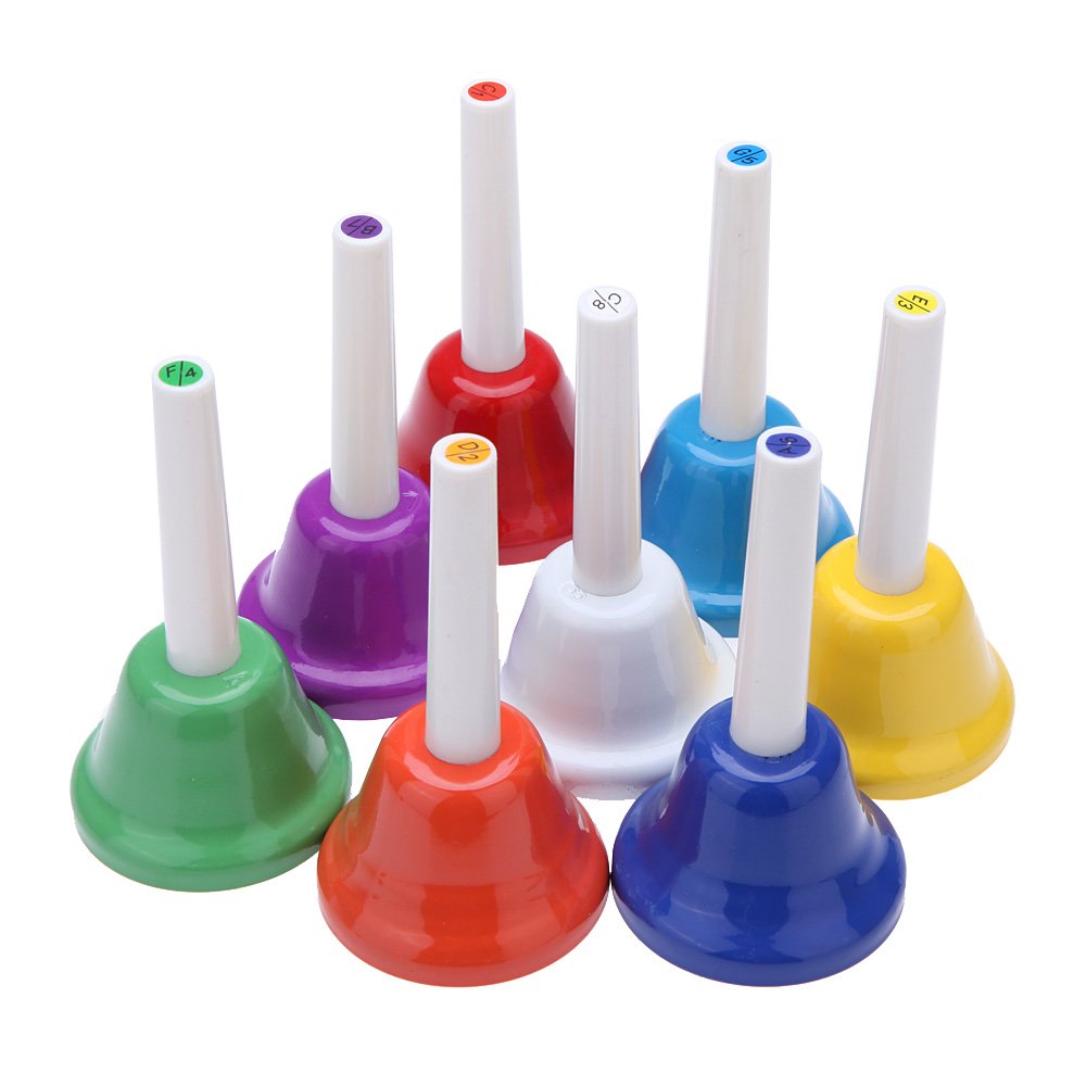 Btuty 8 Nota Handbell Campanellini Strumento a Percussione Mano Bell Métallique Colorato Musicale