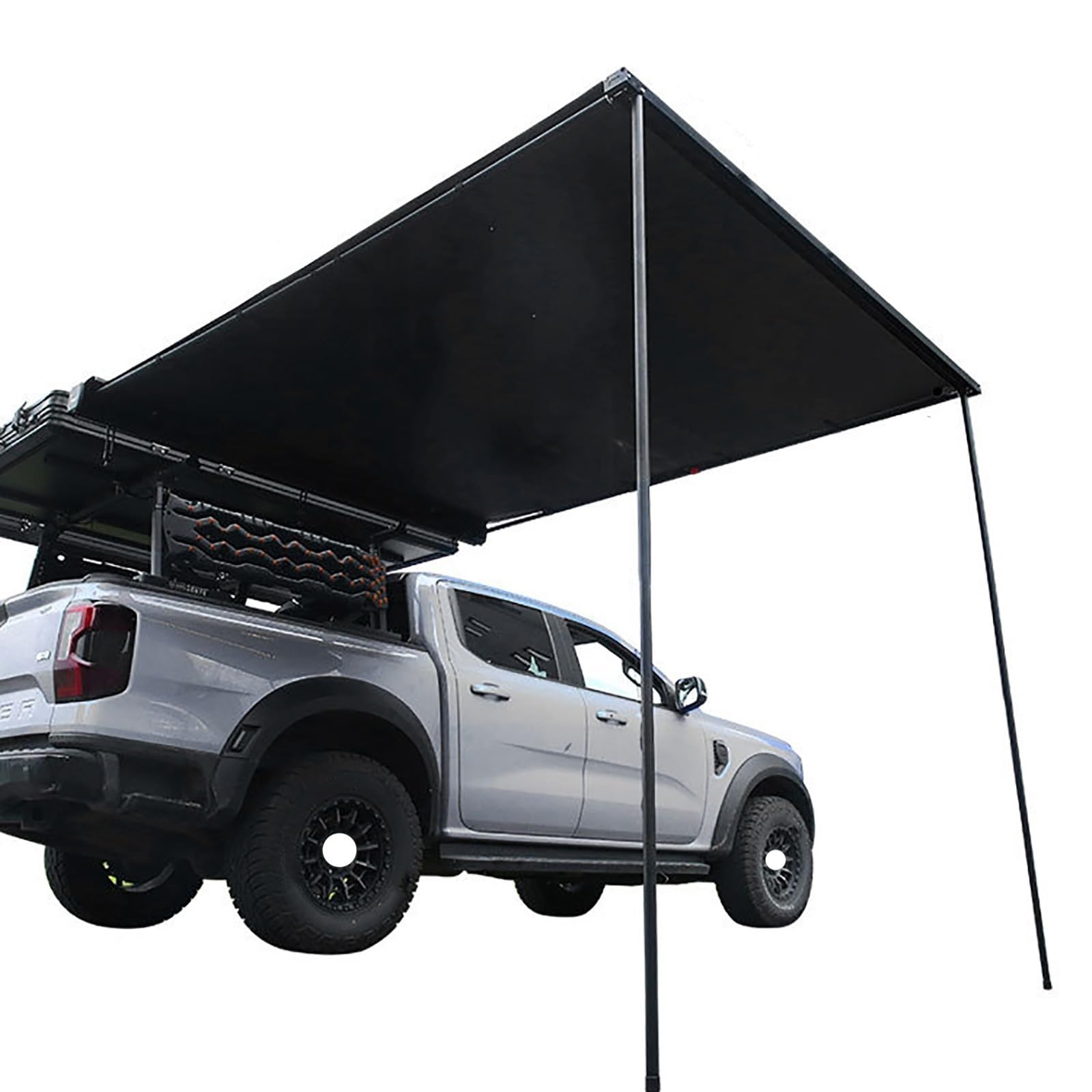 FHRKA Weatherproof Vehicle Awning, Roof Rack Pull-Out Tent Awning with Ripstop Sun Shelter, Retractable Car Side Awnings Tent Shade (200x300cm/6.6x9.8ft)