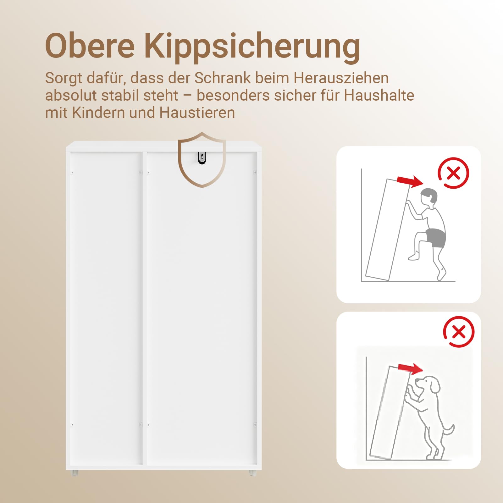 SoBuy Badezimmerschrank mit Wäschekorb 2 Stoffschubladen 50 cm | Schmaler Wäscheschrank Weiß Badschrank Nischenschrank breit Wäschesammler Schrank Badregal Stehend BZR218-W