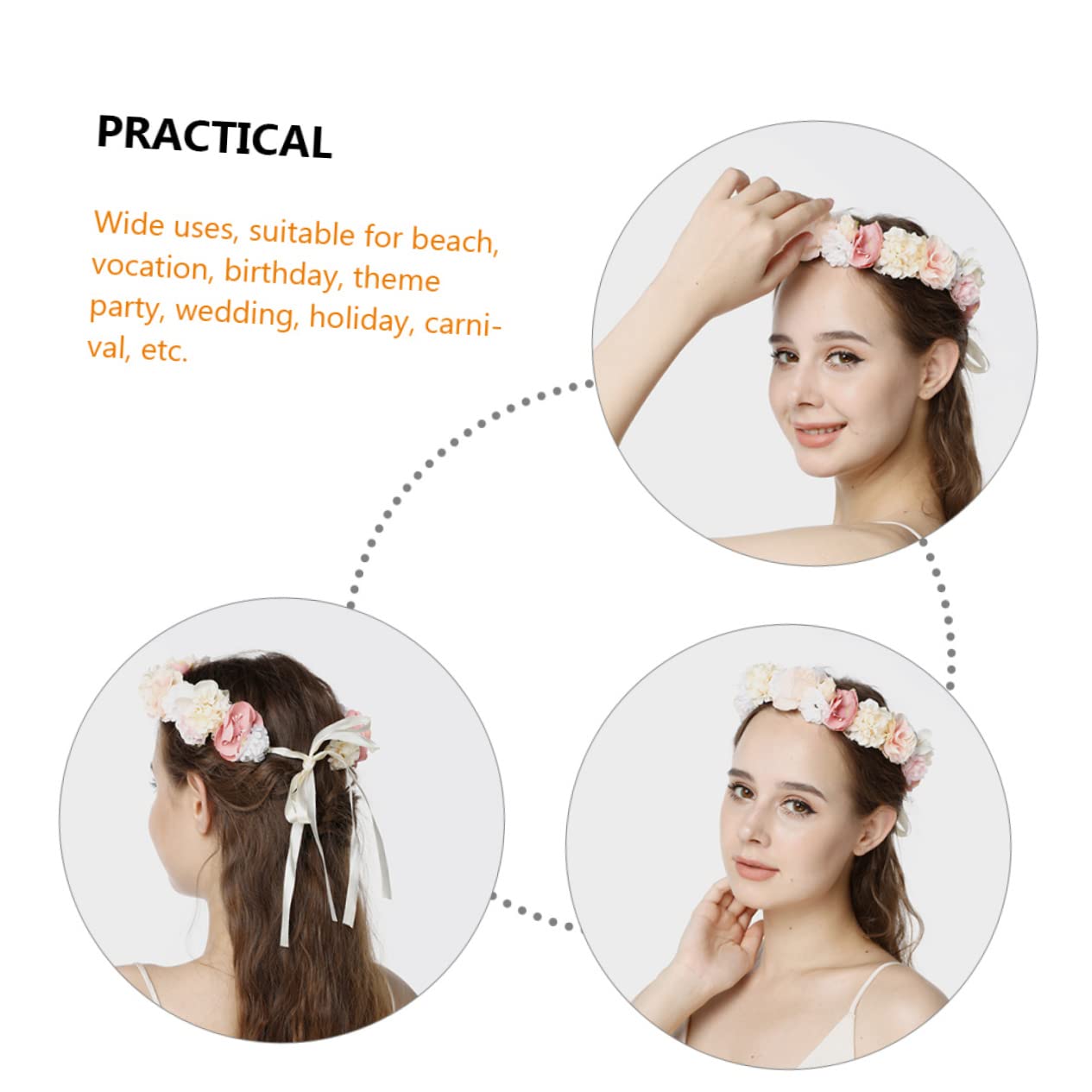 Beavorty 4piezas Diadema Floral Para Novia y Niñas Adornos De Cabello Artificiales Accesorio De Festival y Boda Diseño y Cómodo Para Fiesta y Celebraciones