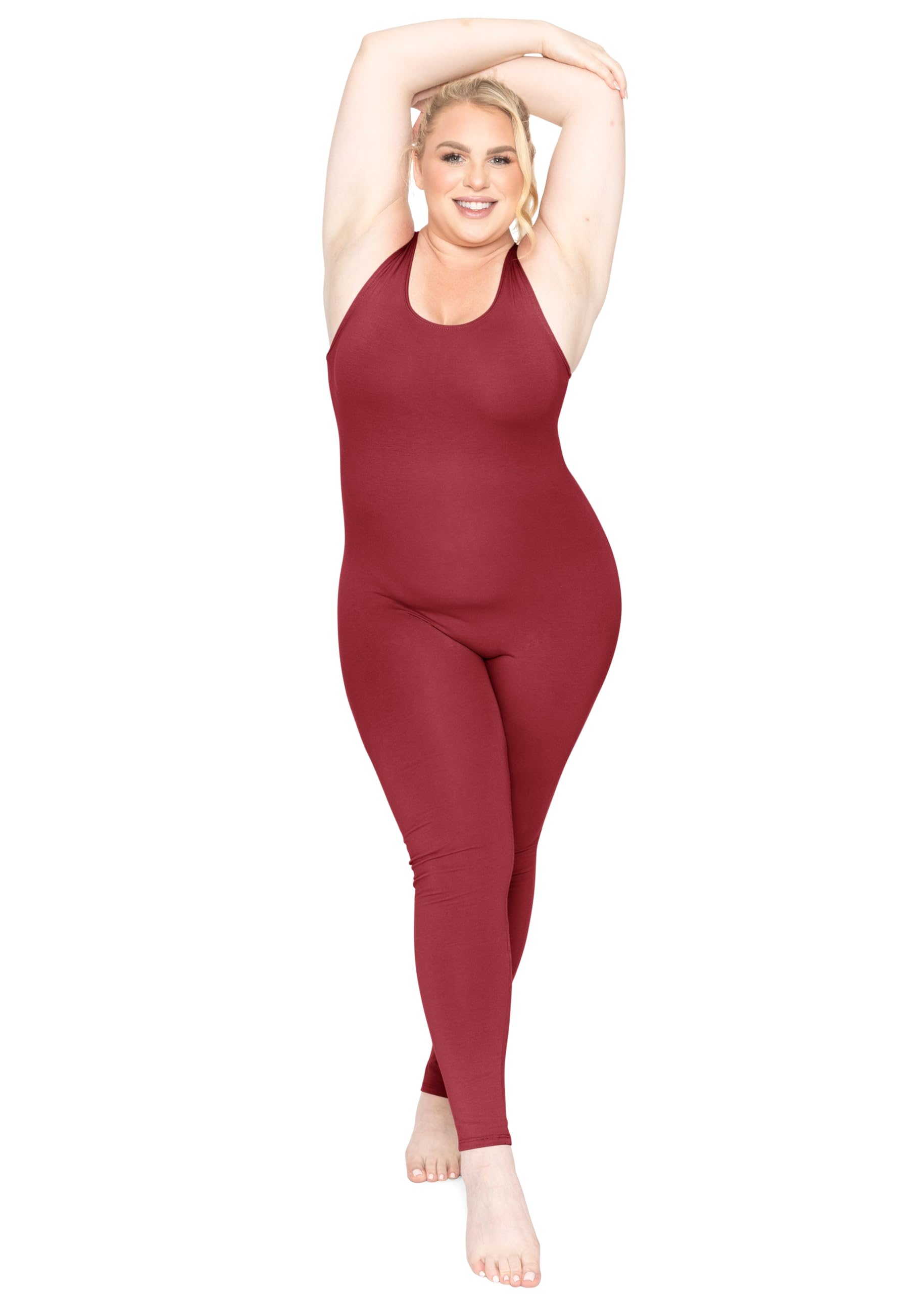 STRETCH IS COMFORT Womens Plus Size Tank Unitard Athletic Rompers For Women