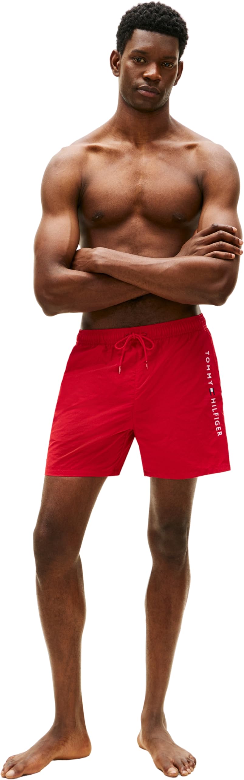 Tommy Hilfiger Męskie średnie kieszenie zapinane na zamek ze sznurkiem UM0UM03748 kąpielówki, czerwony (średni czerwony), M