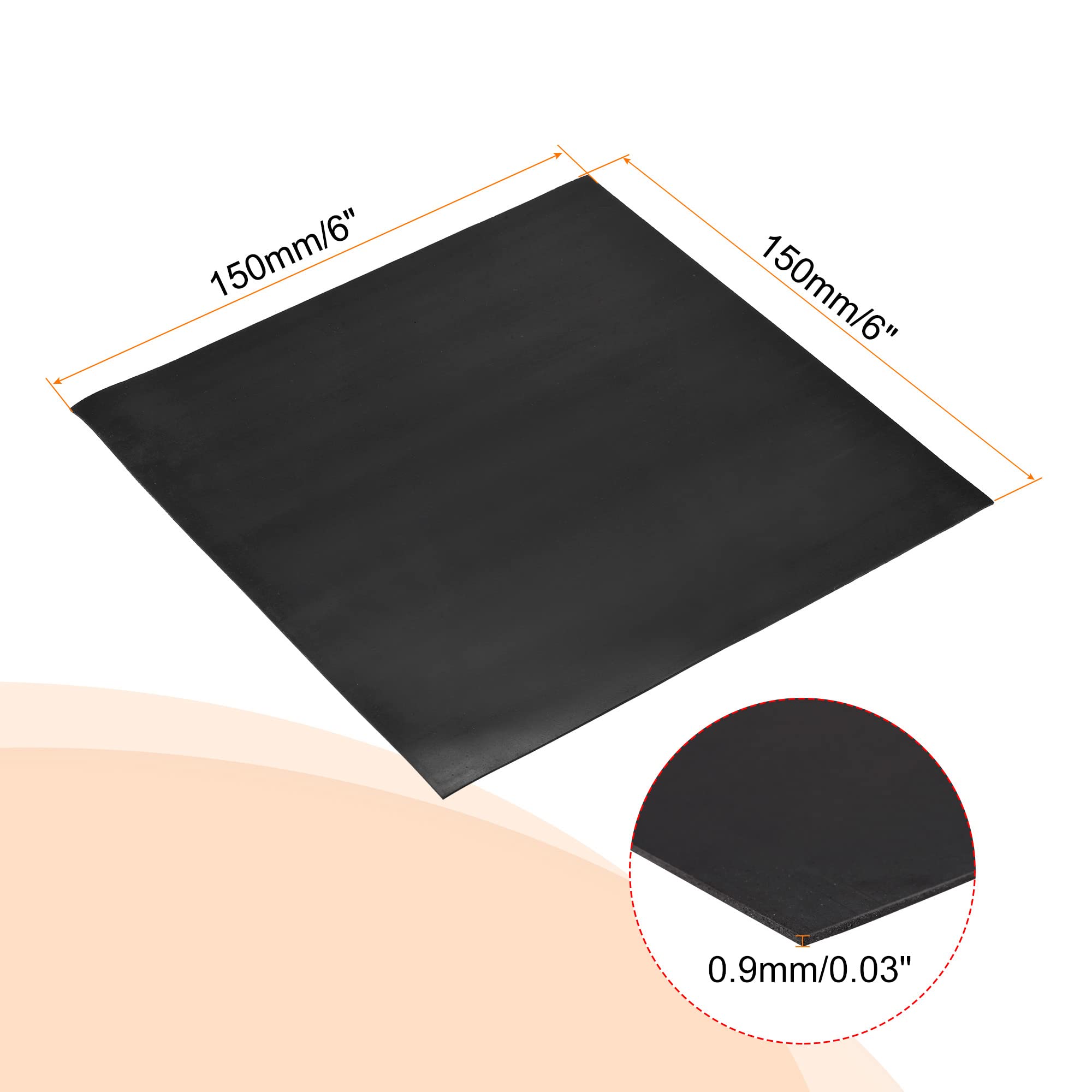 sourcing map NBR Goma Lámina Impactos Absorción Junta 6x6 Pulgadas 0.05 Pulgadas Negro para Antideslizante Puerta Sellado Tira, Muebles, Pisos