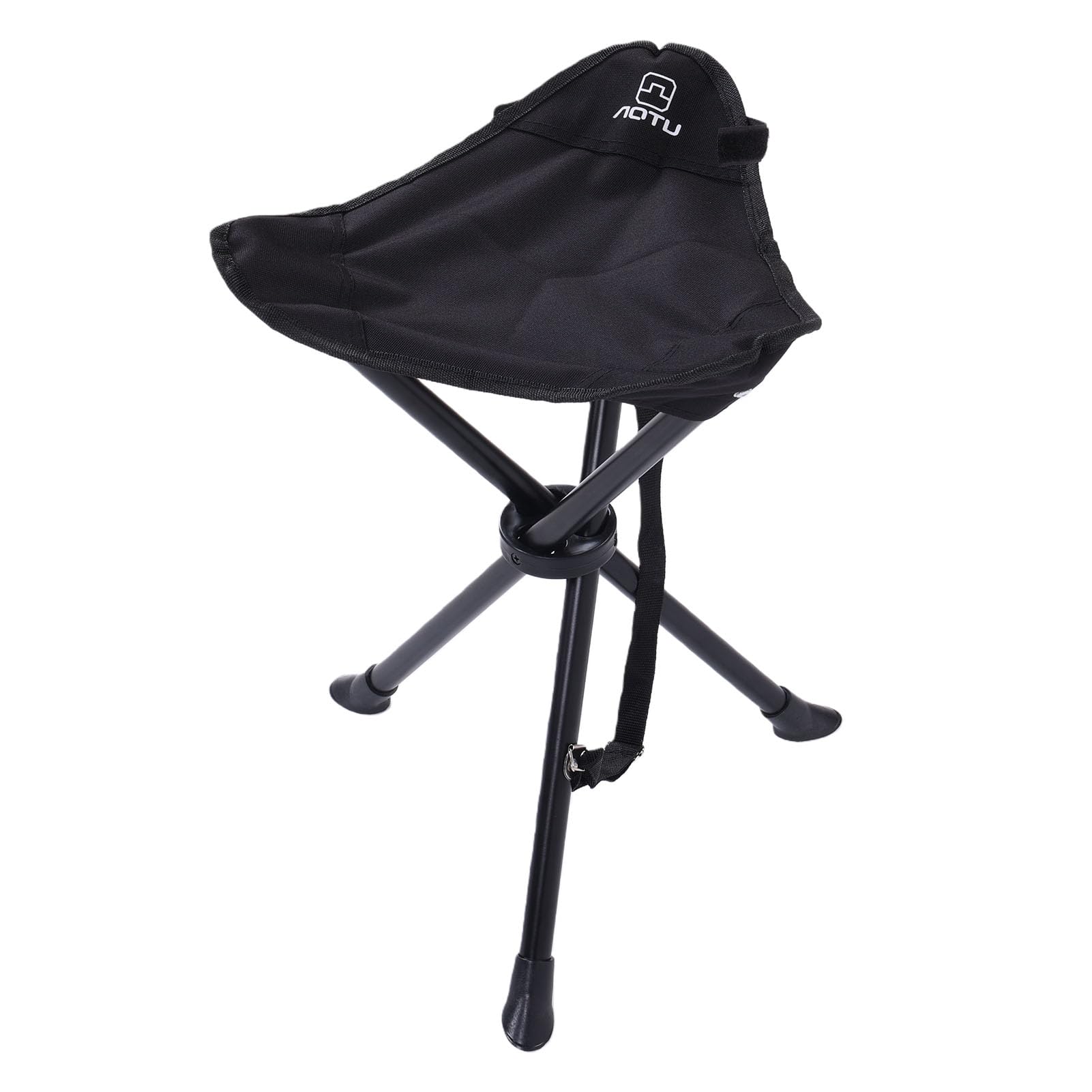 Sgabello pieghevole con treppiede, antiscivolo, portatile, sedia pieghevole per campeggio, pesca, picnic, carico 200 kg, rivestimento impermeabile in PVC (nero)