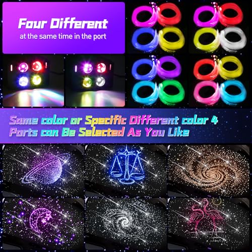 Image of Car Starlight Headliner Kit, 4 Colors 32W Twinkle & Meteor Fiber Optic Ceiling Lights, 2 in 1 Light Engine 500pcs*0.03in*13.1ft+240 RGBW Shooting Stars Lights for Car Home Roof Decor