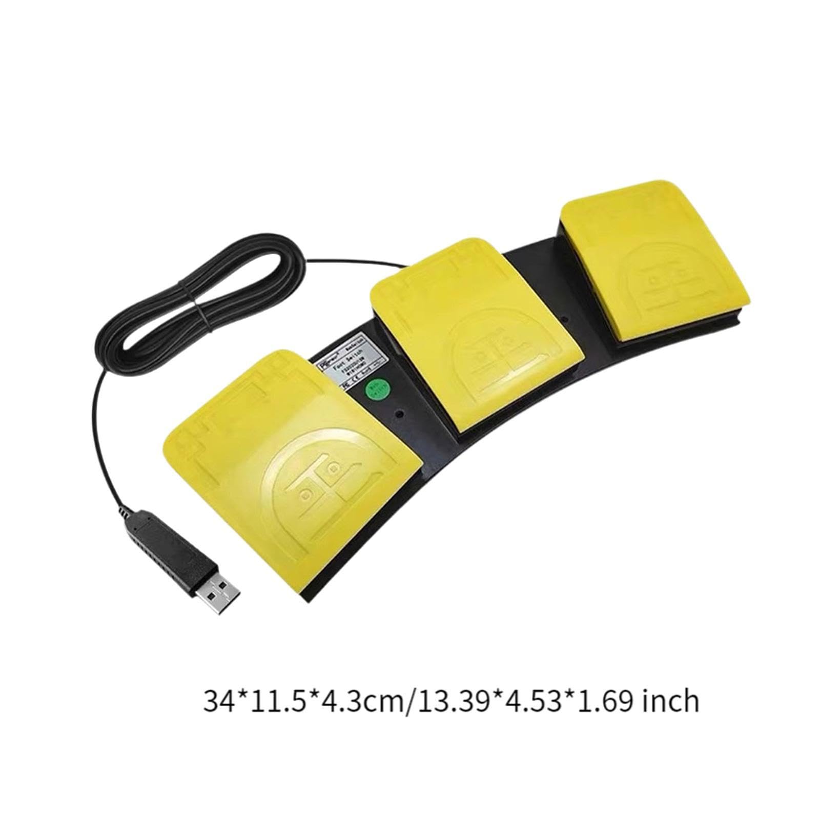 Milageto Pedal de Pie USB con 3 Teclas Interruptor Controlador Periférico con Botones Programables para Atajos de Teclado Y Ratón PP Resistente Adecuado para J, Amarillo